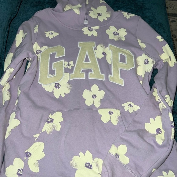 GAP- Girls Bundle Flowers Hoodie and Def Leppard Long Sleeve Top Size XXL 14/16 - Picture 4 of 6